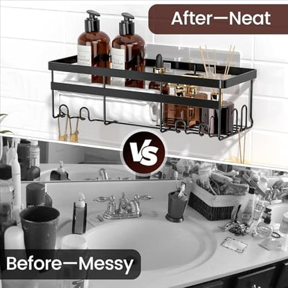 2 Pack Adhesive Shower Caddies, No Drill Bathroom Shelves, X-Large | Stainless Steel Shower Shelf, Hanging Shower Organizers for Bathroom Storage, Home Decor, Bathroom Accessories