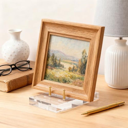 Acrylic Easel Display Stand | Heavy-duty Picture Frame Holder with Adjustable Gold Peg, Clear Decorative Plate Rack Menu Holder for Art, Restaurant, Photo