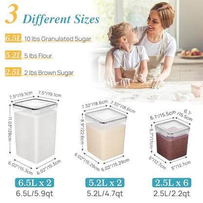 Vtopmart 10 PCS Flour and Sugar Storage Container, Include 3 Sizes