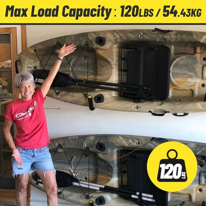 GEEDAR Heavy Duty Garage Storage Hooks -120 LB Capacity, 4packs, 15" Wall Mounted Rack for Hanging Kayak, Paddle Board, Ladders, Bikes Enforced Kayak Storage Hanger