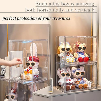 Attelite XXX-Large Acrylic Display Case Boot Shoe Storage Boxes | Boot Display Case With An Adjustable Divider, Clear Shoe Organizer for Sneakers 2 Tiers ,Tool-free Assembly,Magnetic Door