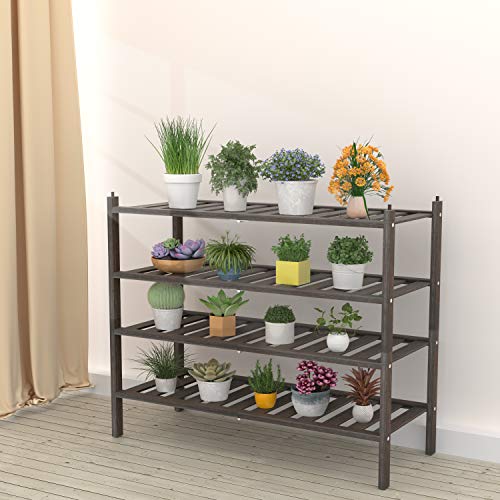 Bamboo 2-Tier Shoe Rack Stackable Shelf Storage Organizer for Entryway, Hallway and Closet, 27.2"x11"x13.2" (Mocha)