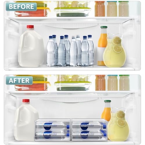 Sorbus Water Bottle Organizer for Fridge with Lid – Holds 9 Bottles – Stackable Drink Organizer for Refrigerator, Pantry, or Countertop – Clear BPA-Free Plastic Bottle Storage Holder