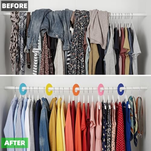 ZOOFOX 80 Pieces Closet Dividers for Hanging Clothes, Colored Clothing Rack Dividers, Round Closet Separator for Home or Clothing Store
