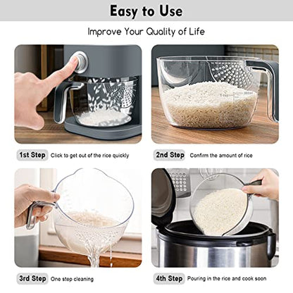 Rice Dispenser, 22-25 Lbs Rice Container with Measuring Cup, Upgraded Built-in Fresh Box, Cereal Dispenser Storage with Lids for Home Kitchen Pantry Rice Soybean Corn-Grey
