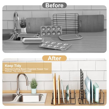 Cutting Board Organizer Storage, Baking Sheet Rack under Cabinet | Heavy Duty Cookie Sheet Organizer, Metal Cutting Board Holder, Space-saving Plate Holder for Cabinet, Tray Divider for Drawer