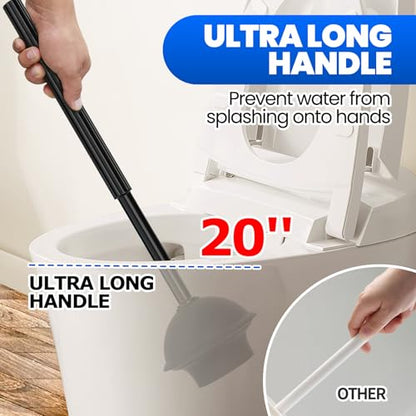 4in1 Toilet Plunger and Brush Set - Home Bathroom Cleaning Tools | 21", Groove Gap Brush, Cleaning Gloves, Heavy Duty Toilet Bowl Cleaner, Apartment Must Haves Bathroom Decor Accessories