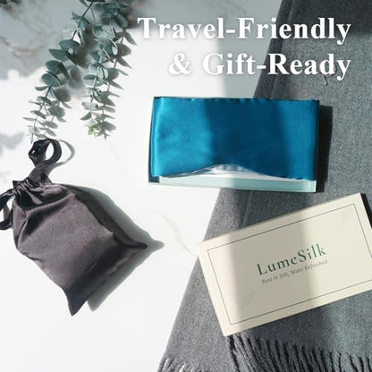 Sleep Mask, 22 Momme Mulberry Silk Eye Mask for Women & Men, Adjustable Strap Eye Cover for Sleeping and Travel, Teal & Sky Blue