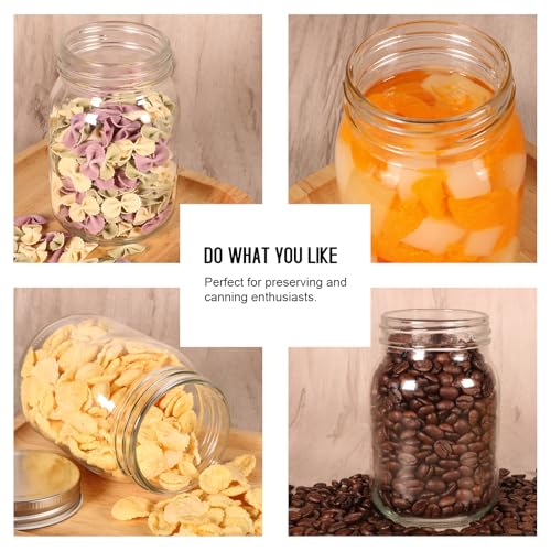 Glass Mason Jars, 16oz Regular Mouth Canning Jar with Airtight Lids, 4 Pack