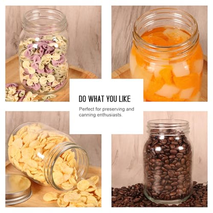 Glass Mason Jars, 16oz Regular Mouth Canning Jar with Airtight Lids, 4 Pack