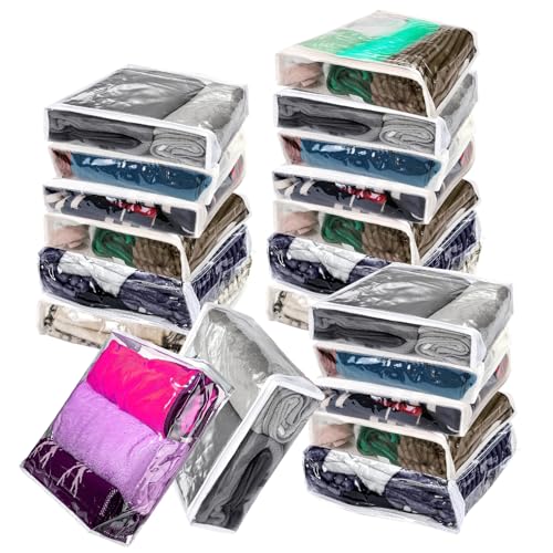 20Pcs Clear Vinyl Zippered Storage Bags, Plastic S... (20 Count | Plastic)