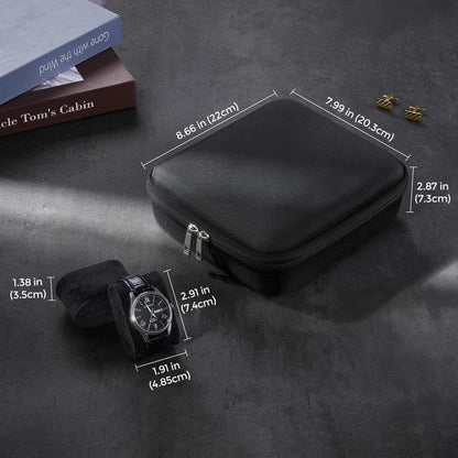 ProCase 6-Slot Travel Watch Case for Men, Hard Shell Storage Box -Black | Travel Watch Box for Watch Bracelet Accessories, Zippered Organizer Bag Fathers Day Gift for Dad