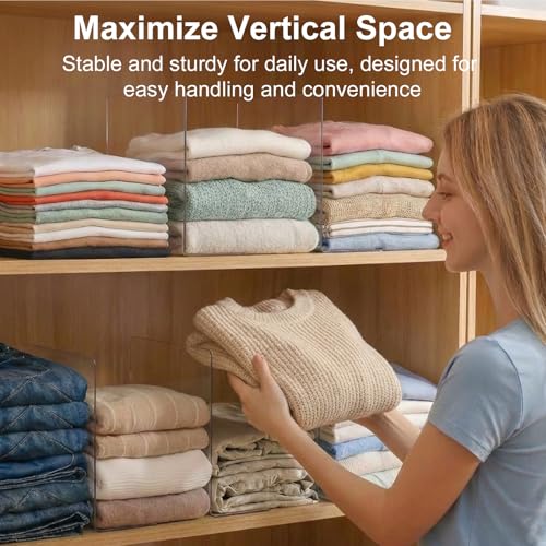 Shelf Dividers for Closet Organization: 10" Tall x 12" Deep | Adhesive Separators Features Acrylic Material and Provides Storage for Clothes and Purses in Bedroom Cabinets(8-Pack)