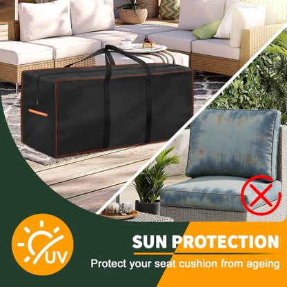 Enzeno Outdoor Cushion Storage Bag,Large Patio Furniture Cushion Storage Bag with Zipper and Reflective Handle,420D Garden Cushion Organizer Covers Dustproof,69"Lx29.5"Wx21.5"H