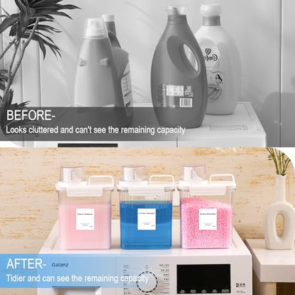 64 OZ Laundry Detergent Dispenser, Liquid Laundry Soap Dispenser, Fabric Softener Dispenser, Scent Booster/Laundry Powder Holder & Container, Laundry Room Organization and Storage, 3PACK