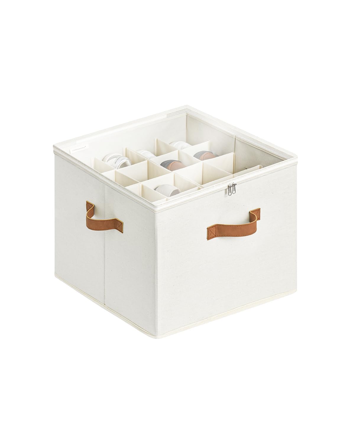StorageWorks 16-Pair Shoe Organizer for Closet, Adjustable Dividers, Beige | Holds up to 16 Pairs, Foldable, Clear Lid, Reinforced Handles, Fits Sneakers, Boots & Heels, For Closet, Entryway & Bedroom