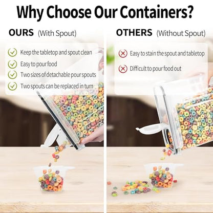 Skroam 8PCS Cereal Containers Storage [4L/135.2 oz], Airtight Food Storage Containers with Pour Spout for Kitchen & Pantry Organization Storage, Plastic Cereal Dispensers, Measuring Cup & 20 Labels