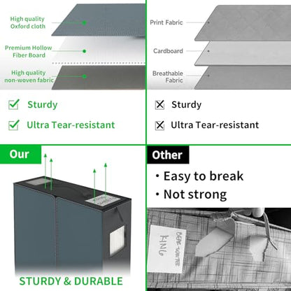 Bed Sheet Organizers and Storage - 4 Pack (Queen or King Size),Foldable Storage Box for Duvet Cover Set, Linen Closet Organizer for Bedding Clothes Blankets, Grey