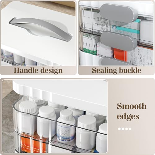 ARSTPEOE 3-Tier Medicine Organizer - Portable Medicine Cabinet with Handle | Multipurpose Medical Box, Pill Organizer, Empty First Aid Kit for Home