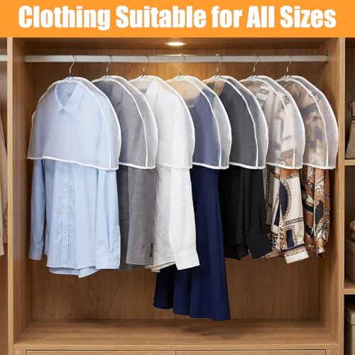24 Pcs Garment Covers for Hanging Clothes, Shoulder Cover Breathable Garment Dust Covers Protectors With 2" Gusset for Suit, Coats, Jackets, Dress, Closet Storage, 24''W x 12"H x 2''D