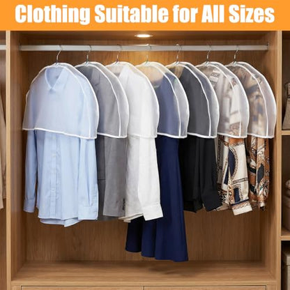24 Pcs Garment Covers for Hanging Clothes, Shoulder Cover Breathable Garment Dust Covers Protectors With 2" Gusset for Suit, Coats, Jackets, Dress, Closet Storage, 24''W x 12"H x 2''D