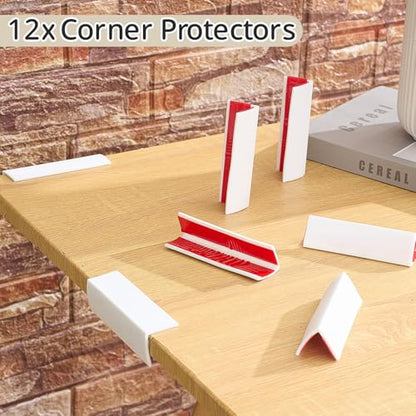 Pangda Baseboard Corners Blocks Self Adhesive Rubber Safety Corner Protectors Proofing Edge Guard Corner Cushion for Wall Furniture Edge(White,12 Pcs)