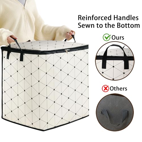 king comforter storage bag,blanket organizer with zipper 95L (2pack) | quilt duvet sweater sheet bedding pillow clothes storage for closet,dorm moving essentials containers with portable handles