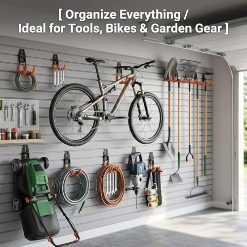 Steel Garage Storage Hooks, 16 Pack Anti-Slip Coating, Heavy Duty Wall Mount Hooks for Hanging Bike, Ladder, Garden Tools