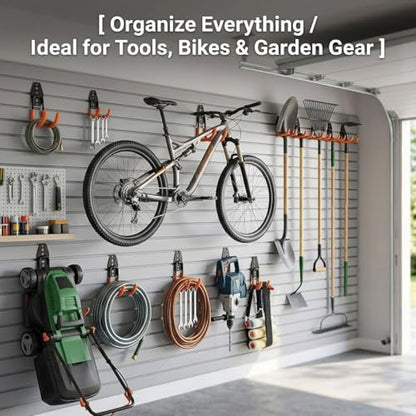 Steel Garage Storage Hooks, 16 Pack Anti-Slip Coating, Heavy Duty Wall Mount Hooks for Hanging Bike, Ladder, Garden Tools