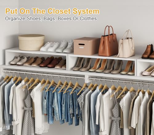 Cidaziya Expandable 1 Tier Shoe Rack for Shoe Cabinet, 1 Tier Stackable White Shoe Shelf Organizer for Closet, Sturdy Metal and Wood Structure, Hold 4-6 Pairs of Shoes