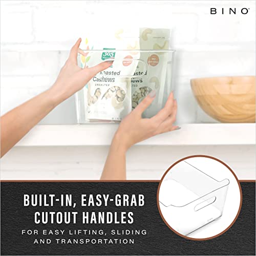 BINO | Plastic Storage Bins, Large - 2 Pack, Clear | THE SOHO COLLECTION | Pantry Organizers and Storage Containers | Fridge Organizer Bins | Kitchen Cabinet Organizer | Medicine Cabinet Bin