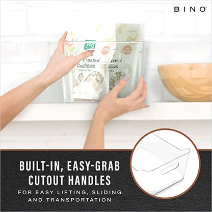 BINO | Plastic Storage Bins, Large - 2 Pack, Clear | THE SOHO COLLECTION | Pantry Organizers and Storage Containers | Fridge Organizer Bins | Kitchen Cabinet Organizer | Medicine Cabinet Bin