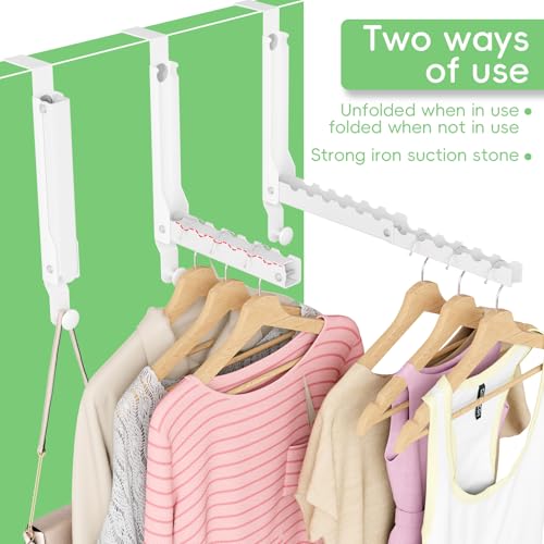 Over The Door Hooks, Extended Over The Door Clothes Hanger with 11 Ridges,Space-Saving Over The Door Drying Rack,Over the Door Hangers for Clothes,Larger Capacity Over The Door Hanger.