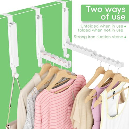 Over The Door Hooks, Extended Over The Door Clothes Hanger with 11 Ridges,Space-Saving Over The Door Drying Rack,Over the Door Hangers for Clothes,Larger Capacity Over The Door Hanger.