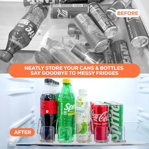 Self Pushing Drink Organizer for Fridge - 5 Rows,...