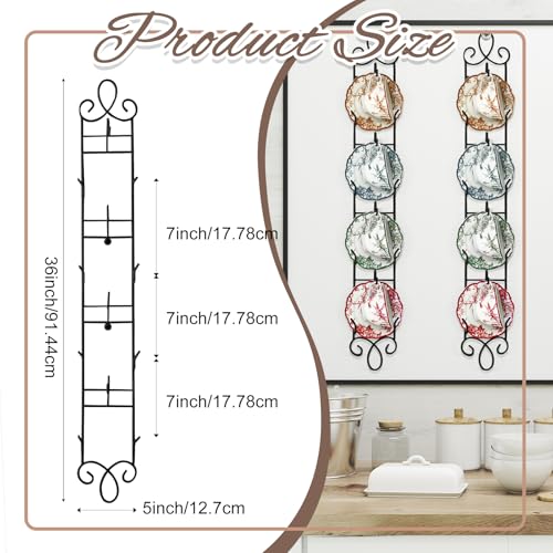 Blulu 2 Pcs Wall Mounted Tea Cup & Saucer Display Rack 4 Tiers,Black