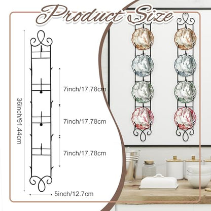 Blulu 2 Pcs Wall Mounted Tea Cup & Saucer Display Rack 4 Tiers,Black