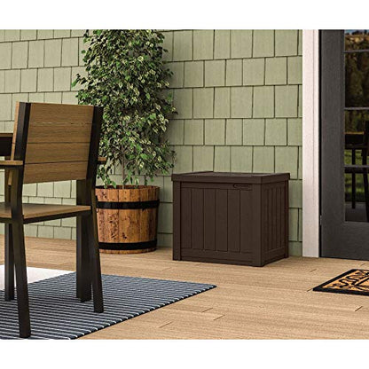 Suncast 22 Gal, Small Outdoor Storage Deck Box, Resin, Flat Lid, Java