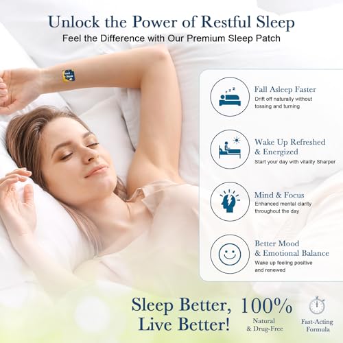 Sleep Patches for Adults with Melatonin, Magnesium and Sour Cherry Extract - Plant-Based Sleep Aid - Easy to use Suitable for Both Men and Women-1 Box 60 Count-SP-02