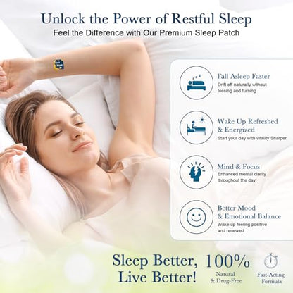 Sleep Patches for Adults with Melatonin, Magnesium and Sour Cherry Extract - Plant-Based Sleep Aid - Easy to use Suitable for Both Men and Women-1 Box 60 Count-SP-02
