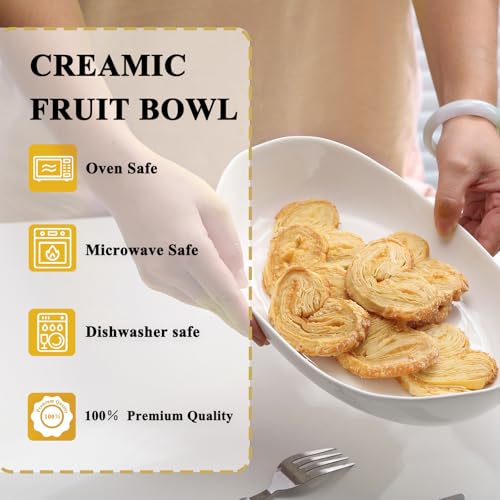 Large Size 2 Tier Ceramic Fruit Bowl,（13.4 and 11... (Gold and White | Ceramic)