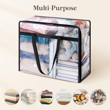 Lifewit 4 Pack Clear Clothes Storage Bags, 45L Plastic Blanket Storage Bag, Vinyl Foldable Moving Bags with Zipper, Closet Organizers and Storage Containers for Bedding, Duvet, Comforter