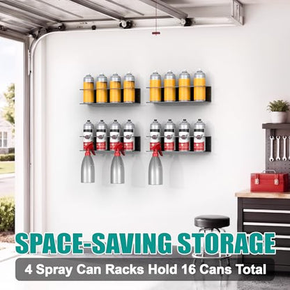 EVERHANGER Spray Can Holder, Wall Mount Spray Bottle Storage Rack Heavy Duty Spray Paint Bottle Organizer for Garage & Home, 16 Can Holes