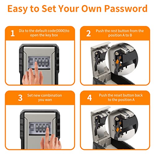 UPGRADE Extra Large Capacity Key Lock Box, Weatherproof Wall Mount Key Box for Car Keys, Fob, House Keys, Key Safe Security Storage Lock Box for Indoor, Outdoor, Garage, Garden, Store (1, Grey)