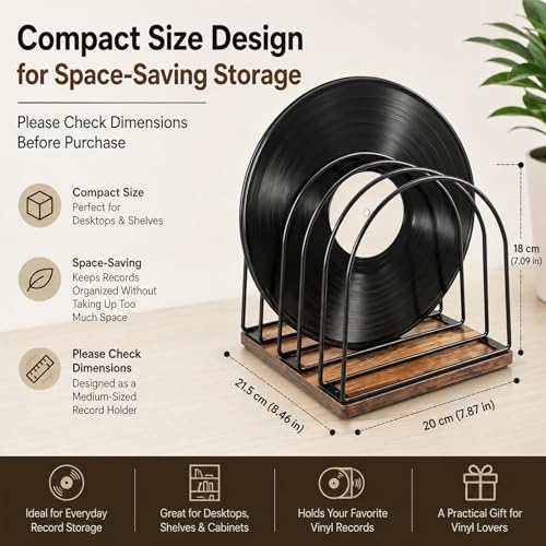 Wooden Vinyl Record Storage Holder | Record Stand Organizer for Vinyl Records & LPs, Magazine Holder, CD Storage, DVD Storage, CD Holder, Album Organizer Shelf