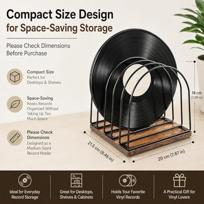 Wooden Vinyl Record Storage Holder | Record Stand Organizer for Vinyl Records & LPs, Magazine Holder, CD Storage, DVD Storage, CD Holder, Album Organizer Shelf