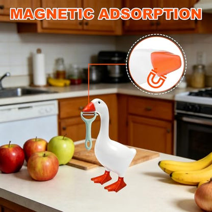 Desk Goose 7 Inches – Magnetic Goose Key Holder for Desktop, Cute Resin Goose Figurine with Strong Magnet Beak, Funny Animal Desk Ornament & Mini Desk Goose for Office & Home