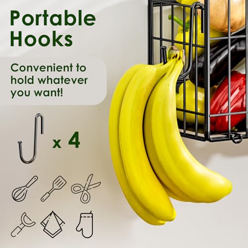 2 Pack Magnetic Shelf for Fridge, Fruit Potato & Onion Storage Bins | Magnetic Baskets for Fridge Shelves, Side of Fridge Storage Magnetic Spice Rack for Refrigerator Kitchen Laundry Organizer