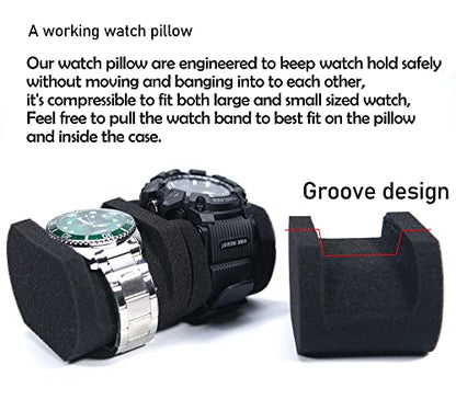3 slots watch case for travel and storage, hard Watch Roll Organizer holder for Men and Women with microfiber lining