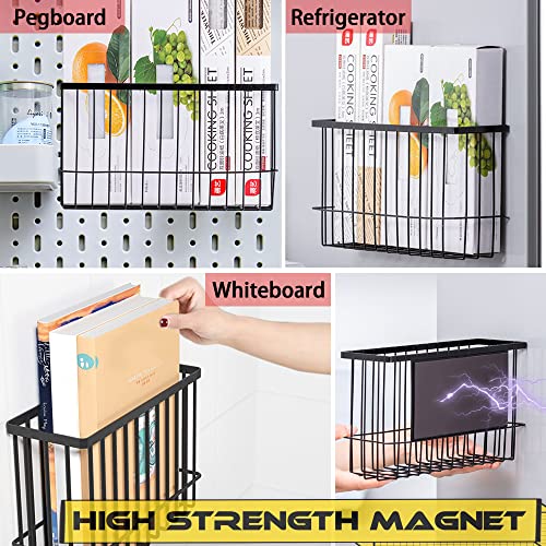 Magnetic Shelf Fridge Basket Bin for Whiteboard Washer Dryer Locker Cabinet | No Drilling Or Tools Needed, Reusable Magnet Organizer Classroom Office Home Kitchen Laundry Storage Rack Container Holder